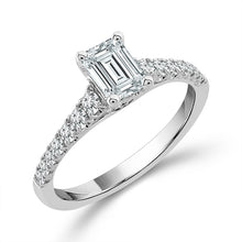 Cargar imagen en el visor de la galería, Diamond Bridal Ring 1/2 ct tw Center EM 14k White Gold