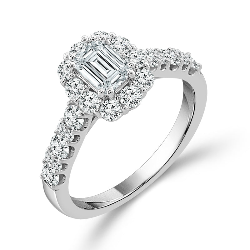 Diamond Bridal Ring 1/2 ct tw Center EM 14k White Gold