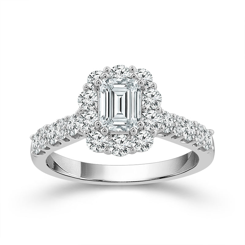 Diamond Bridal Ring 1/2 ct tw Center EM 14k White Gold