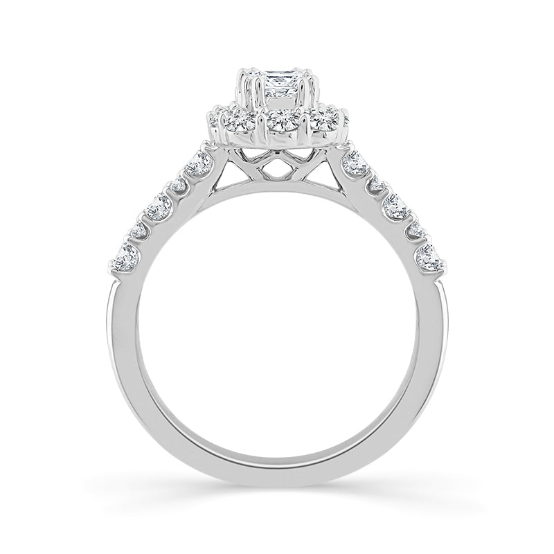 Diamond Bridal Ring 1/2 ct tw Center EM 14k White Gold