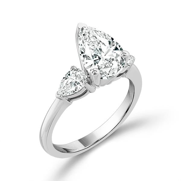 Diamond Bridal Ring 3 ct tw Center PE 14k White Gold