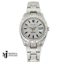 Cargar imagen en el visor de la galería, Preowned 41mm Stainless Rolex Bussdown Black Stick VS 25ctw 116300