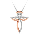 Diamond Fashion Pendant 0.10 ct tw 10k Rose Gold+10k White Gold