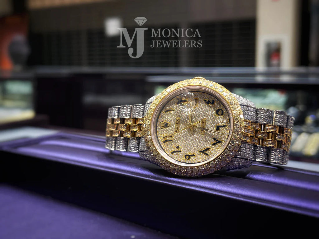 36mm Preowned Two Tone Y/W Rolex Bussdown   | Black Roman and Arabic