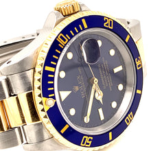 Cargar imagen en el visor de la galería, Preowned 16613 18k Stainless Steel Rolex Submariner 40mm Blue Dial