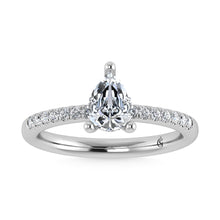 Load image into Gallery viewer, 14K White Gold Lab Grown Diamond 2 3/8 Ct.Tw. Hidden Halo Engagement Ring (Center Pear)