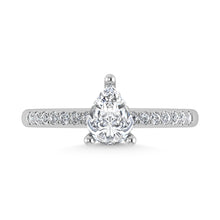 Load image into Gallery viewer, 14K White Gold Lab Grown Diamond 2 3/8 Ct.Tw. Hidden Halo Engagement Ring (Center Pear)