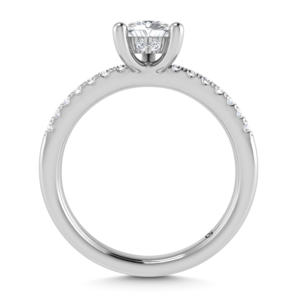 14K White Gold Lab Grown Diamond 2 3/8 Ct.Tw. Hidden Halo Engagement Ring (Center Pear)