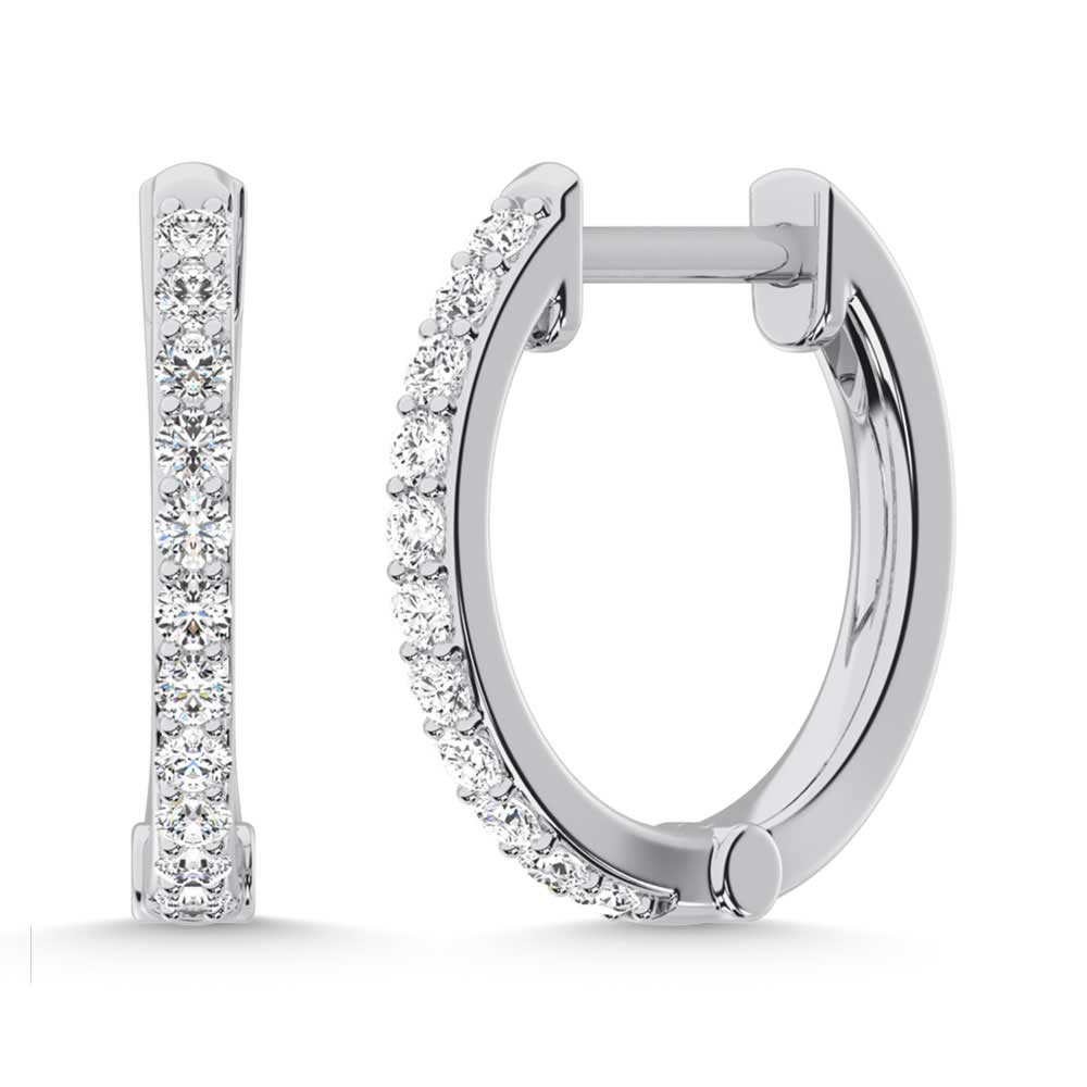 10K White Gold Lab Grown Diamond 1/5 Ct.Tw. Hoop Earrings