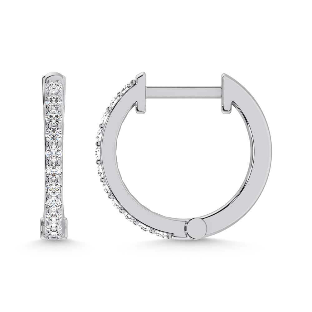 10K White Gold Lab Grown Diamond 1/5 Ct.Tw. Hoop Earrings