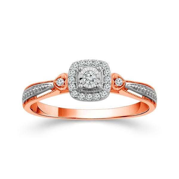 Diamond Fashion Ring 0.13 ct tw 10k Rose Gold+10k White Gold