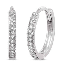 Load image into Gallery viewer, 14K White Gold 1/6 Ct.Tw. Diamond Stackable Hoop Earrings