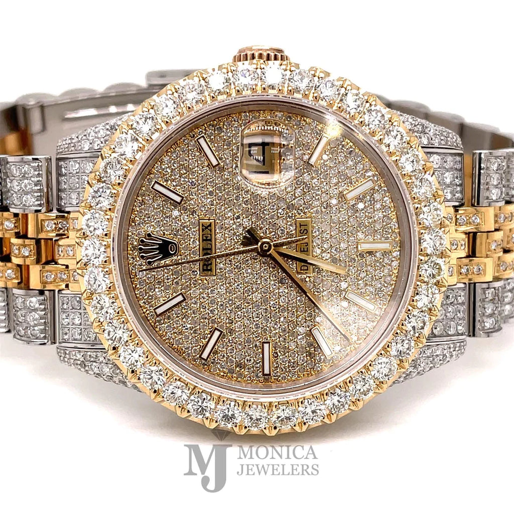 36mm Preowned Bussdown Rolex Yellow/Stainless Jubilee with Diamond dial