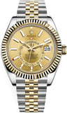 Preowned Rolex Sky-Dweller 42mm Bright Champagne Dial Two Tone Jubilee 18k/SS Bracelet Men's Watch 326933