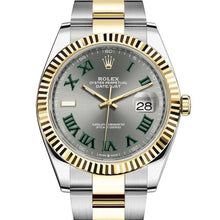 Load image into Gallery viewer, Preowned Rolex Datejust 18k/SS 41mm Wimbledon Slate Dial Oyster Bracelet Men&#39;s Watch 126333