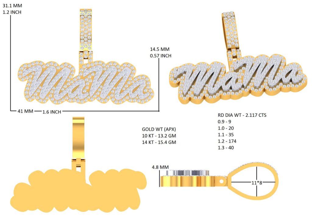 10k Two Tone Yellow & White Gold 2.50ctw Custom Diamond Name Plate