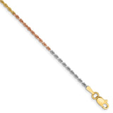 14k Tri-Color 1.5mm D/C Rope Chain Anklet