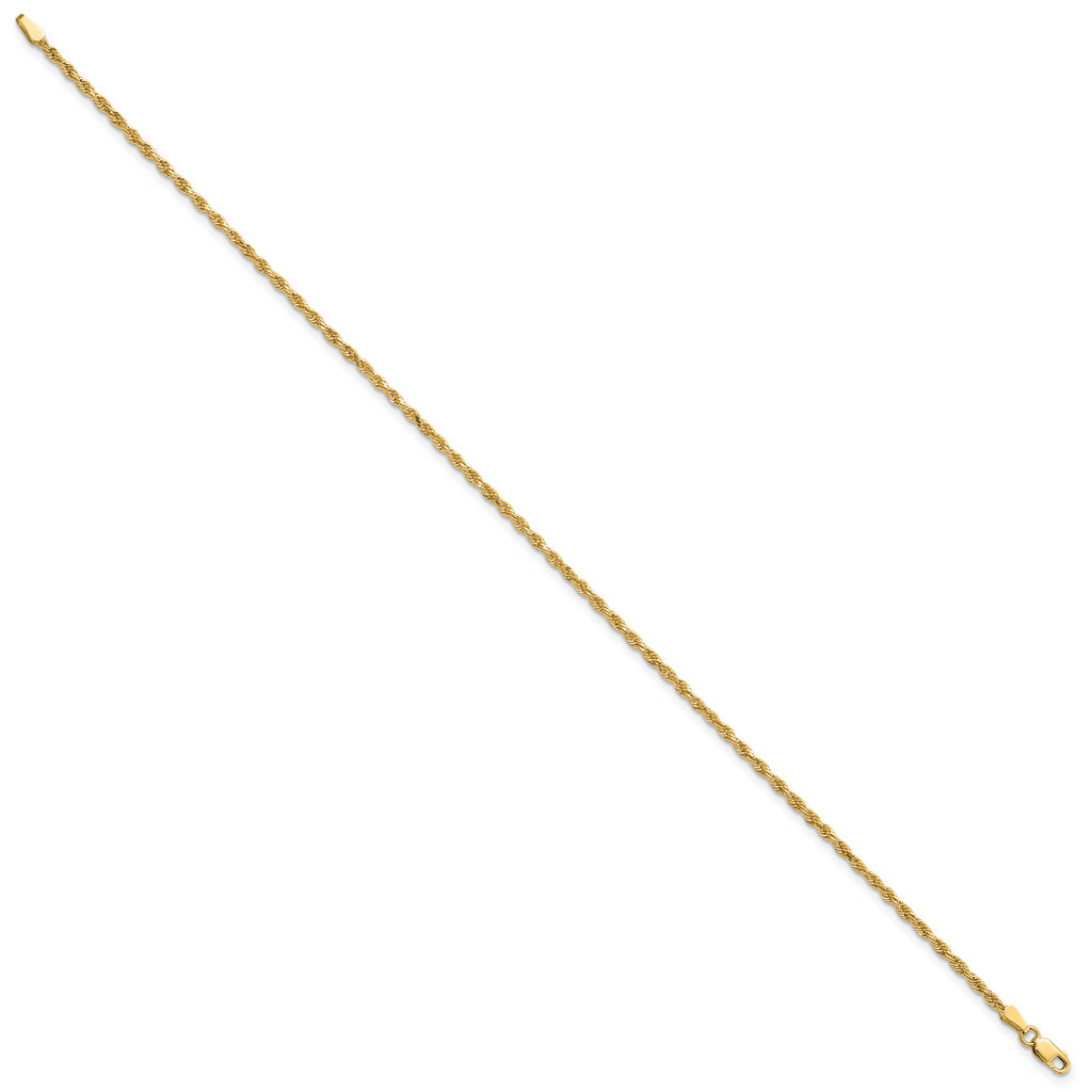 14k 2mm Diamond-cut Rope Chain Anklet