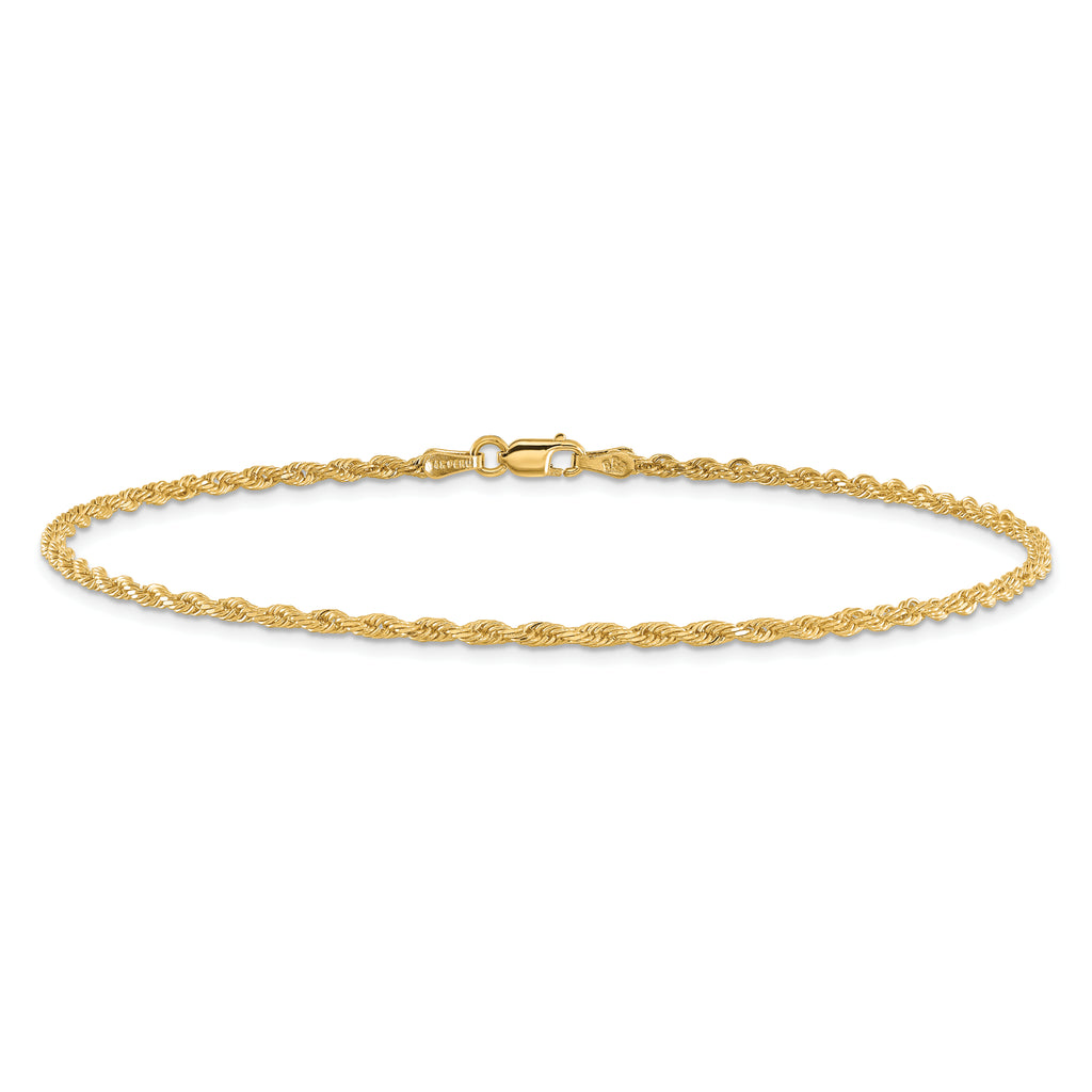 14k 2mm Diamond-cut Rope Chain Anklet