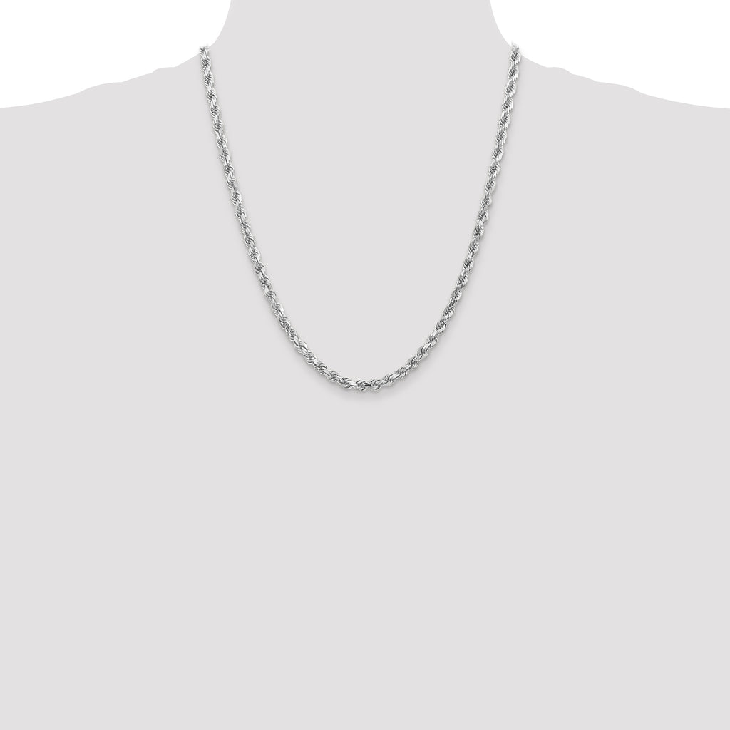 14k White Gold 4.5mm D/C Rope with Lobster Clasp Chain