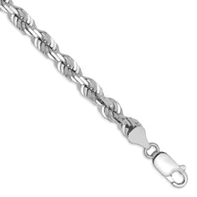 Cargar imagen en el visor de la galería, 14k White Gold 5.5mm D/C Rope with Lobster Clasp Chain