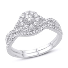 Cargar imagen en el visor de la galería, 14K White Gold 0.38 Carat (0.05 CTR) Certified Round Bridal Ring-0525568-WG