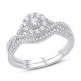 14K White Gold 0.38 Carat (0.05 CTR) Certified Round Bridal Ring-0525568-WG