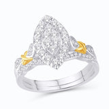 10KT Two-tone (White and Yellow) Gold 0.50 Carat Marquise Bridal Ring-0525871-WY