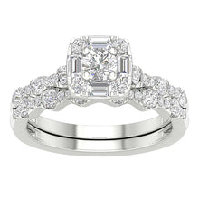 Cargar imagen en el visor de la galería, 14K White Gold 1.00 Carat (0.25 CTR) Square Bridal Ring-0527920-WG