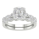 14K White Gold 1.00 Carat (0.25 CTR) Square Bridal Ring-0527920-WG