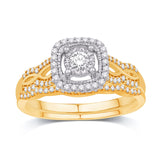 14K Yellow Gold 0.35 Carat (0.10 CTR) Certified Round Bridal Ring-0532254-YG