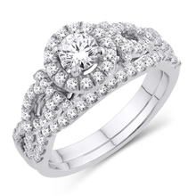 Load image into Gallery viewer, 14k white gold 1ctw Round Diamond  Intertwined Bridal Set