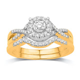 14K Yellow Gold 0.33 Carat (0.14 CTR) Round Bridal Ring-0532624-YG