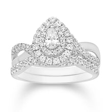 Cargar imagen en el visor de la galería, 14K White Gold 0.74 Carat (0.15 CTR) Pear Bridal Ring-0532665-WG