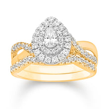 Cargar imagen en el visor de la galería, 14K Yellow Gold 0.74 Carat (0.15 CTR) Pear Bridal Ring-0532665-YG