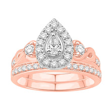 Load image into Gallery viewer, 14K Rose Gold 0.75 Carat Infinite Pear Bridal Ring-0532668-RG