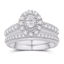 Cargar imagen en el visor de la galería, 14K White Gold 0.99 Carat (0.20 CTR) Oval Bridal Ring-0532673-WG