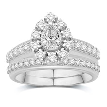 Cargar imagen en el visor de la galería, 14K White Gold 1.00 Carat (0.20 CTR) Pear Bridal Ring-0532674-WG