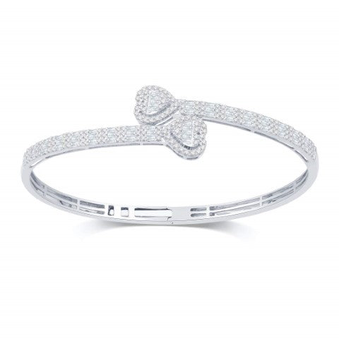 10KT White Gold 1.57 Carat Bypass Heart Bangle-1332160-WG