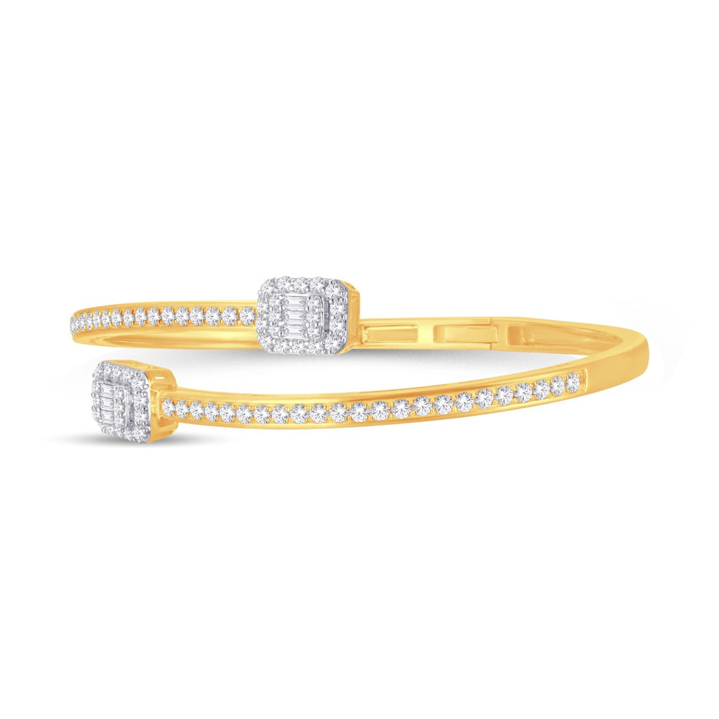 10KT Two-Tone (Yellow and White) Gold 2.25 Carat Bypass Bangle-1725006-YW