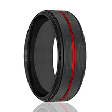 Load image into Gallery viewer, BATMOBILE Red Grooved Tungsten Wedding Band