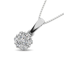 Cargar imagen en el visor de la galería, 14K White Gold 1/4 Ct.Tw. Diamond Flower Pendant