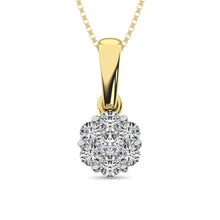 Cargar imagen en el visor de la galería, 14K Yellow Gold 1/4 Ct.Tw. Diamond Flower Pendant