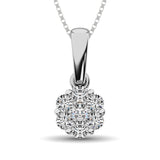 14K White Gold 1/2 Ct.Tw. Diamond Flower Pendant