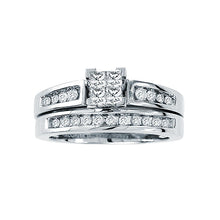 Load image into Gallery viewer, 10k white gold 1/2ctw princess cut engagement ring