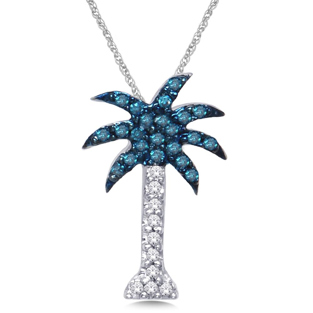 14K White Gold 1/10 Ct.Wt. Diamond Palm Tree Pendant