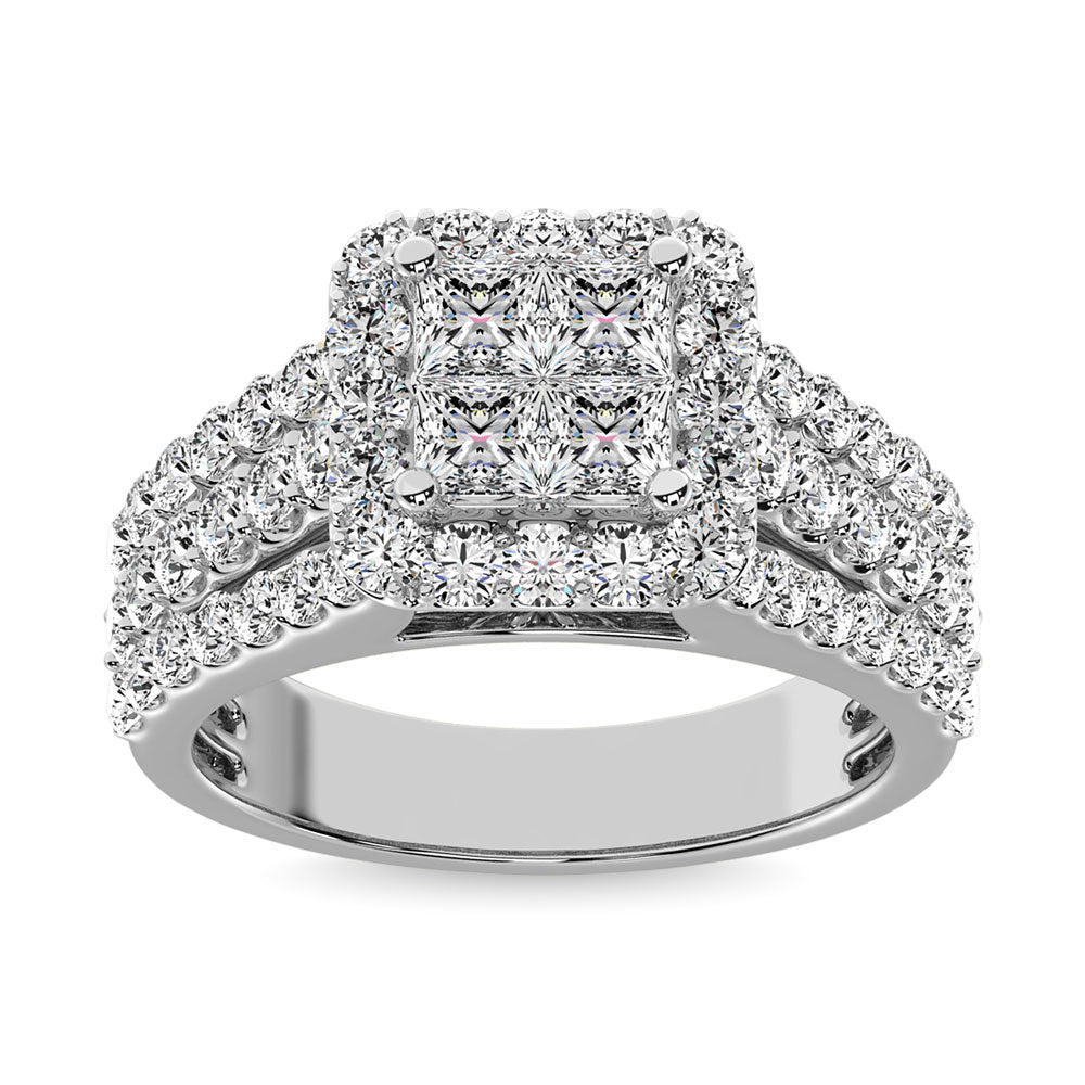 14K White Gold 3 Ct.Tw.Diamond Engagement Ring