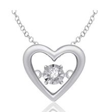 Cargar imagen en el visor de la galería, Sterling Silver Moving Diamond Accent Heart Pendant