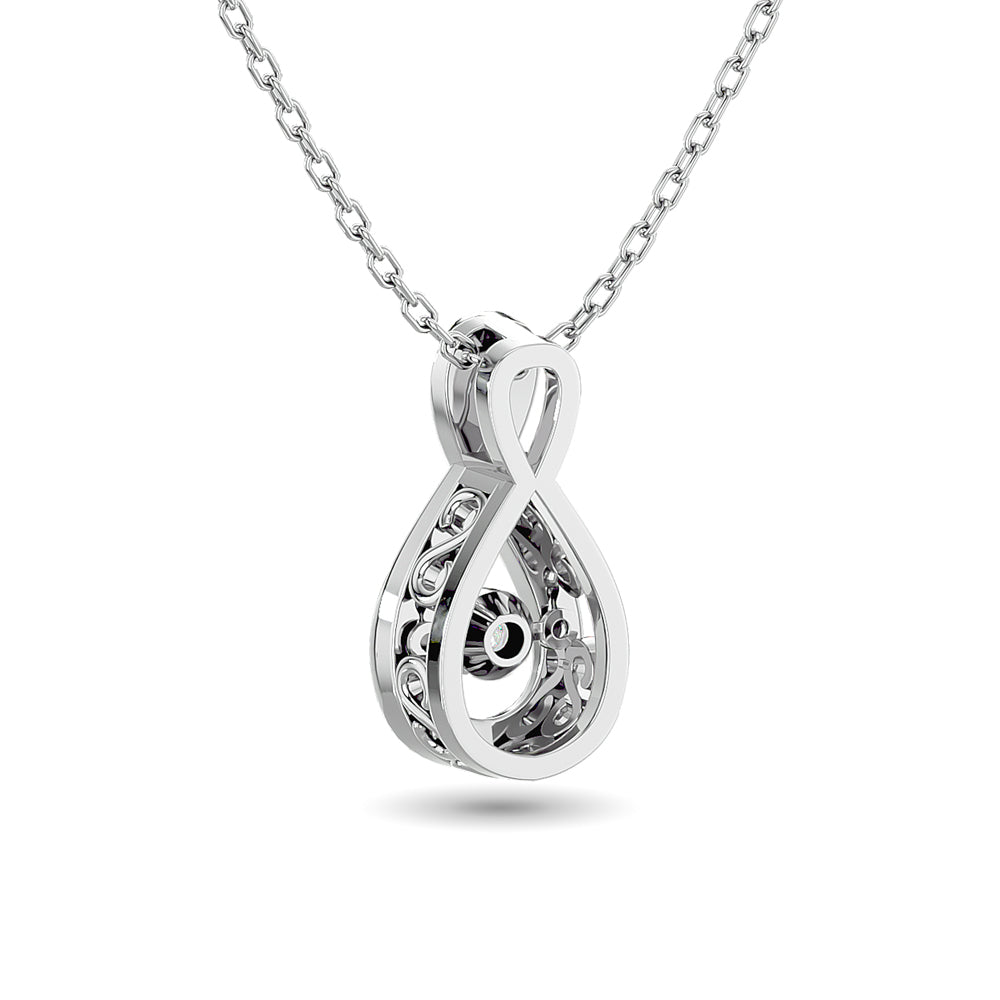 Diamond Shimmering Pendant 1/50 ct tw Round-cut in Sterling Silver