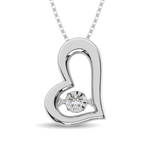 Cargar imagen en el visor de la galería, Sterling Silver 1/20 Ct.Tw.Moving Diamond Heart Pendant